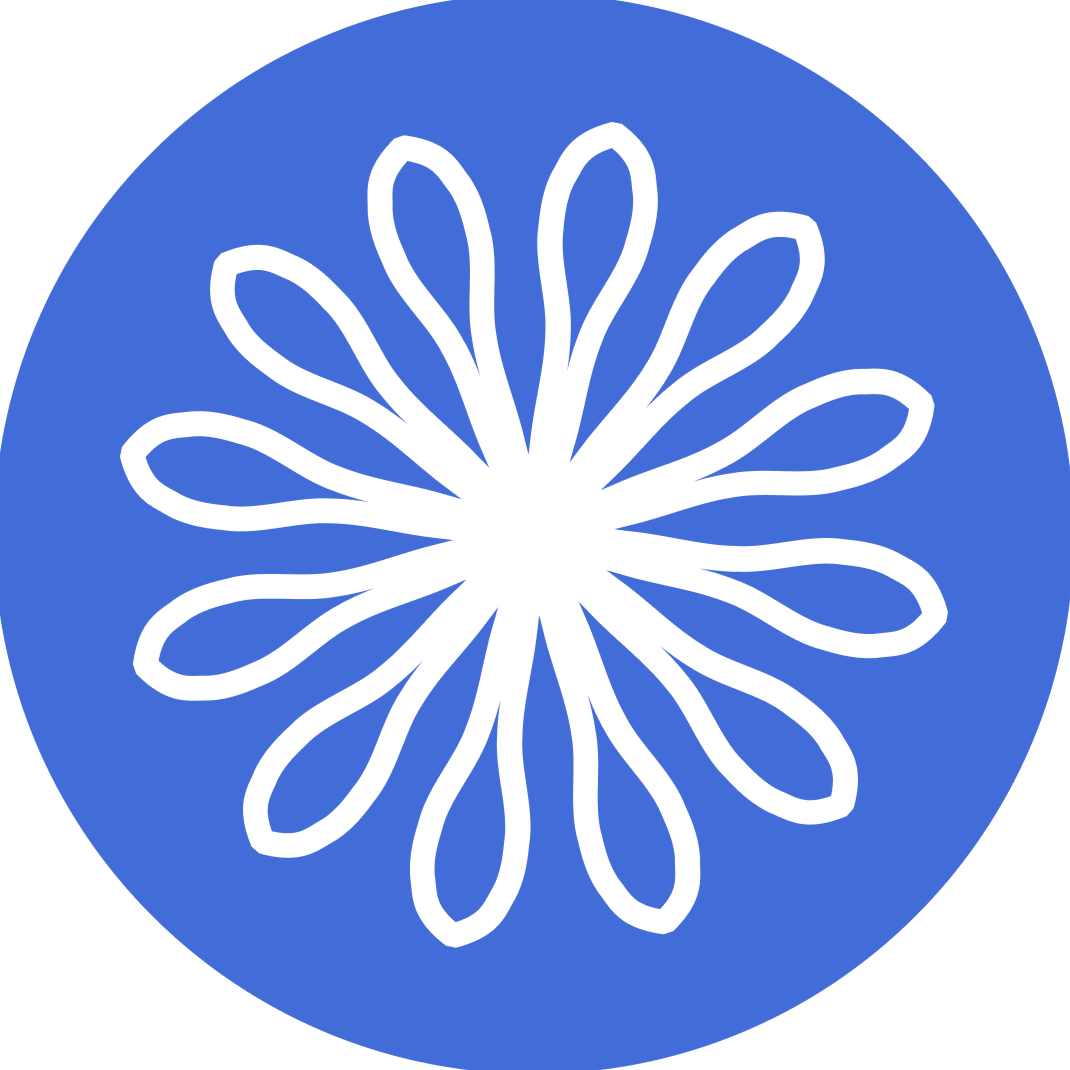 Blue background with white flower vector on top.